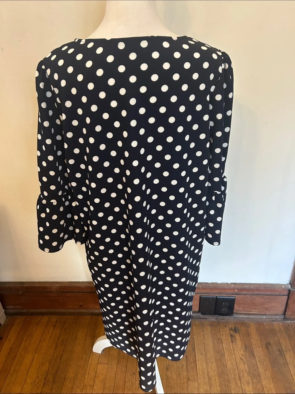 Green Envelope Navy White Polka Dot Shift Dress Size 1X EUC